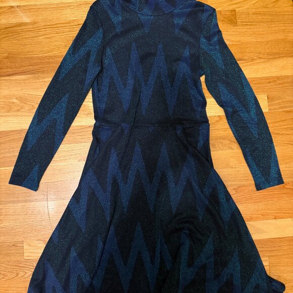 Otto D'ame Glittery Chevron Pattern Fit 'N Flare Dress - Picture 9 of 11